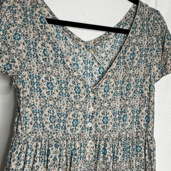 Mittoshop button front Blue Floral Dress small - Picture 6 of 7